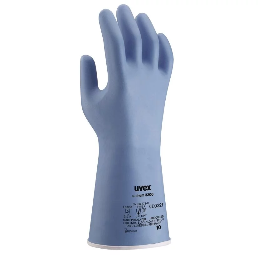 uvex Chemical Protection u-chem 3300 60971 EN ISO 374-1:2016 / Type A (JKLOPT) EN388 (2121X) PPE Safety Gloves