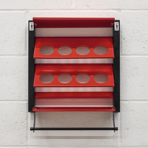Sealey APSCR8 Spray Can Storage Rack with 8 Can Holders - Automotive Workshop Garage Bodyshop