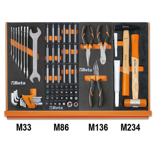 BETA Tools 5988U/7M Assortment of 215 tools for universal use in EVA foam trays