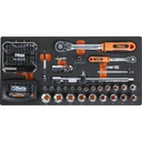 Beta Tools BW 2200E/21 Portable tool chest with assortment of 159 tools, integrated soft foam tray. Wrenches, pliers, nippers, knives