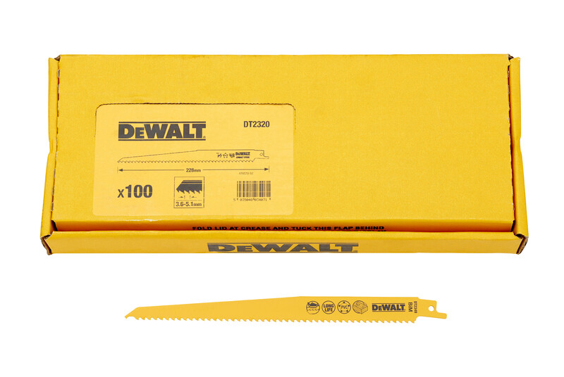 DeWalt 228mm. Recip Wood S111Vf 100 Fast Cuts In Wood with Nails and Tough Plastics. New "Plunge Point" Tip