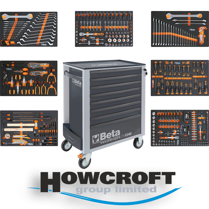 BETA BW 2400S 8/E-L Mobile roller cab with 8 drawers, with assortment of 398 tools