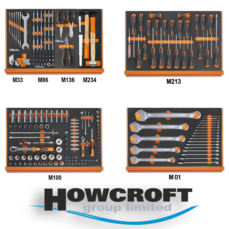 BETA Tools 5988U/7M Assortment of 215 tools for universal use in EVA foam trays