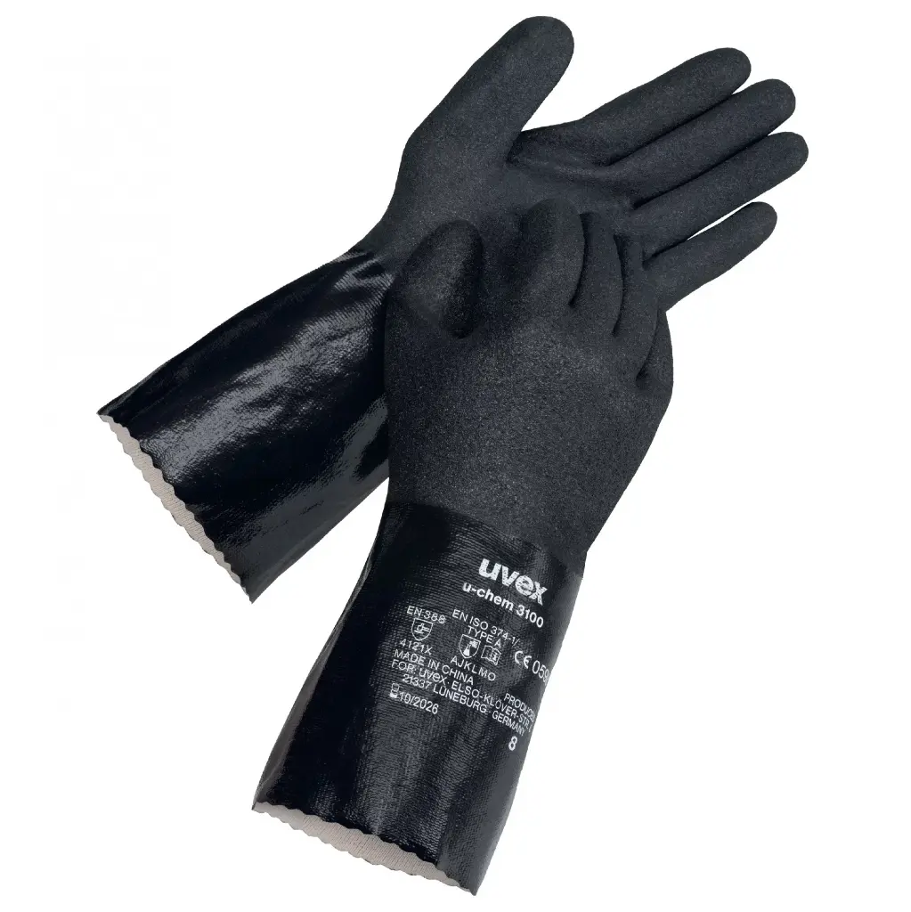 uvex Chemical Protection u-chem 3100 60968 EN ISO 374-1:2016 Type A (AJKLMO) EN388 (4121X) PPE Safety Gloves