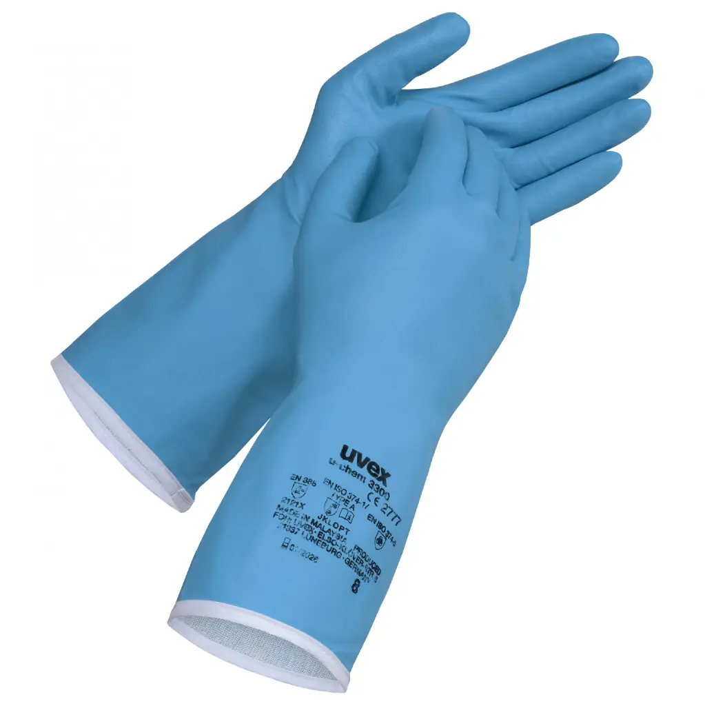uvex Chemical Protection u-chem 3300 60971 EN ISO 374-1:2016 / Type A (JKLOPT) EN388 (2121X) PPE Safety Gloves