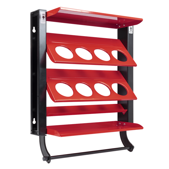 Sealey APSCR8 Spray Can Storage Rack with 8 Can Holders - Automotive Workshop Garage Bodyshop