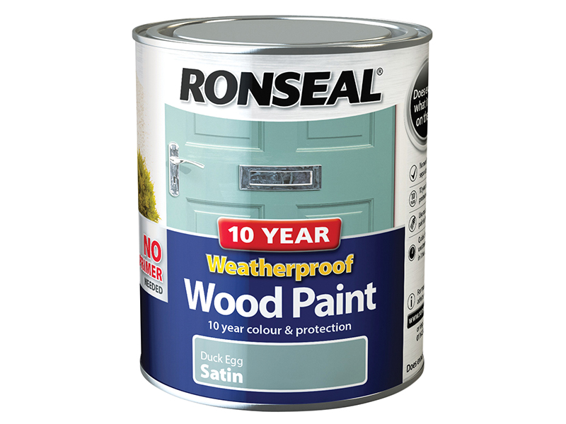 10 Year Weatherproof Wood Paint Duck Egg Blue Satin 750ml
