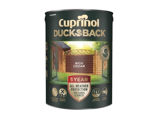 [CUPDBRC5L] Ducksback 5 Year Waterproof for Sheds & Fences Rich Cedar 5 litre