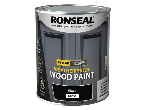 [RSL38772] 10 Year Weatherproof Wood Paint Black Gloss 750ml