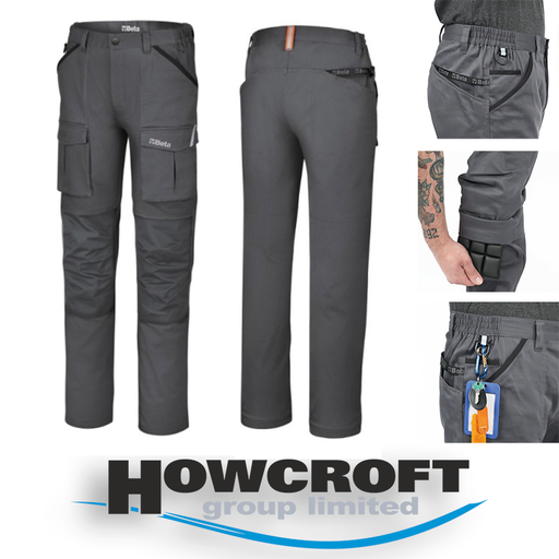 BETA Tools 7930MG Work trousers, multipocket style, 100% cotton, grey