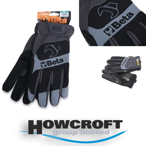 BETA Tools 9574B Work gloves, with stretch-elastic cuffs, reinforced thumbs and index fingers, made from touchscreen capable synthetic leather, M>XXL