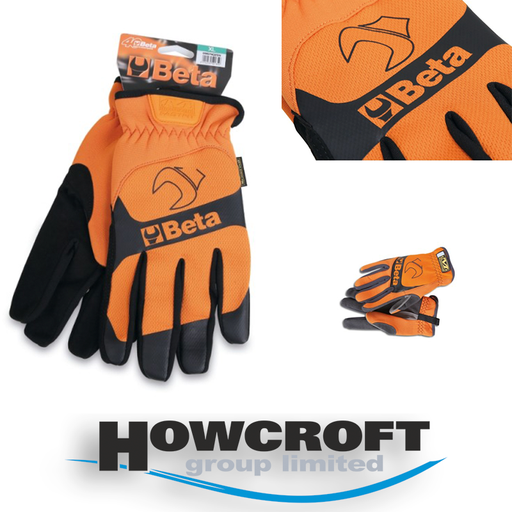 [9574O] BETA Tools 9574O Work gloves, with stretch-elastic cuffs, reinforced thumbs and index fingers, made from touchscreen capable synthetic leather, M-XXL