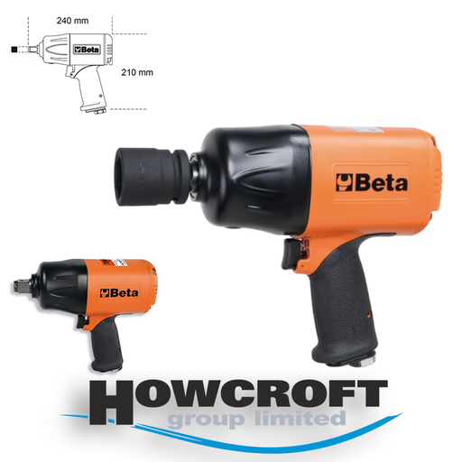 [1928P] BETA Tools 1928P Reversible impact wrench, made from lightweight composite material, Double hammer impulse device, 5,000 rpm, 2,100 Nm, 3/8" GAS, 6.2 bar