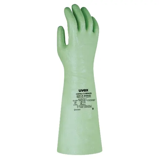 [rubiflex S NB40S] uvex rubiflex S NB40S S98902 EN ISO 374 - 1:2016/ Type A (JKNOPT) EN 420 (X1XXXX), EN388 (2121X) PPE Safety Gloves