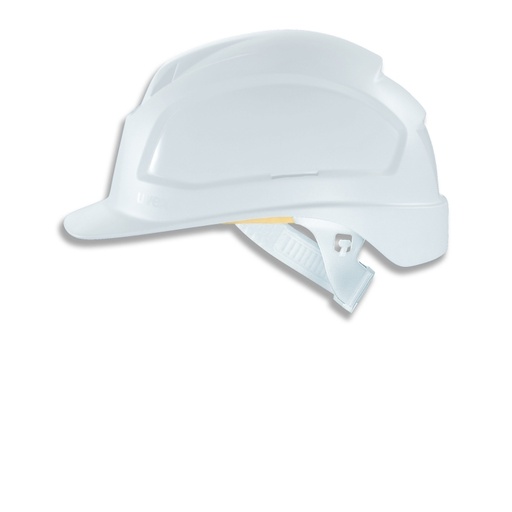 [9772020] pheos B Long brim PPE Safety Helmet. Size 51 to 61 cm. Euroslot adapter for attaching earmuffs and uvex visor. Six- point textile band attachment. Three adjustable air vents for maximum ventilation.