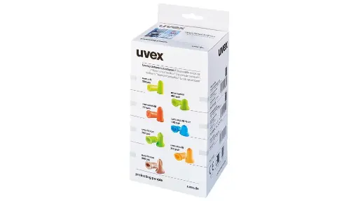 uvex com4-fit uncorded disposable earplugs in mini retail box Uncorded plugs (bagged in pairs). 15 pairs