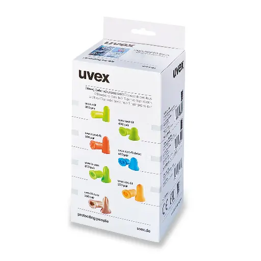 [xact-fit refill box for "one 2 click" dispenser] uvex xact-fit refill box for "one 2 click" dispenser of reusable corded earplugs size M/L in mini box (cardboard) Extremely easy fitting