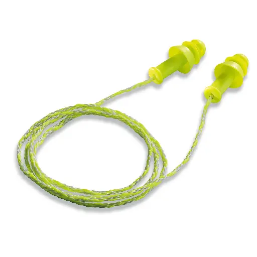[whisper+ reusable] uvex whisper+ reusable corded plug in mini box (cardboard) Complete with hygiene box for easy storage between uses. PPE Hearing Protection. 50 pairs