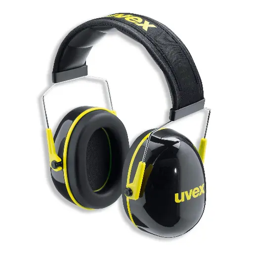 [K2 earmuffs] uvex K2 earmuffs For medium noise areas. Padded metal, full adjustable low clamping suspension system with soft cushions. Foldable for easy storage. SNR 32dB