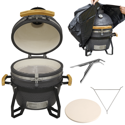 [DG235] Sealey DG235 Deluxe 16" 40cm Ceramic Kamado Style BBQ, Cover, Grid Gripper, Heat Deflector & Heat Deflector Support
